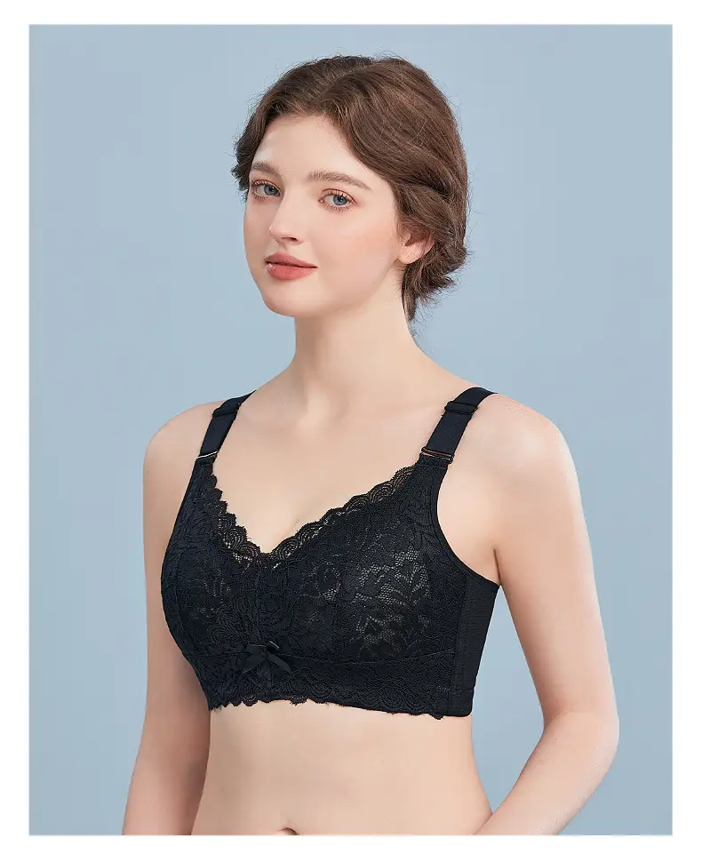 Large Chest Shiny Small Underwear Women's Thin Large Size Non-Steel Ring Gather-up Top Anti-sagging Accessory Breast Full Cup Bra — feature 21