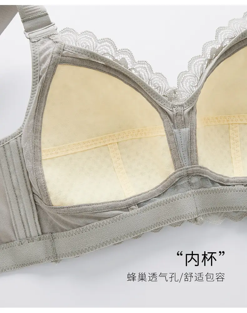 Large Chest Shiny Small Underwear Women's Thin Large Size Non-Steel Ring Gather-up Top Anti-sagging Accessory Breast Full Cup Bra — feature 24