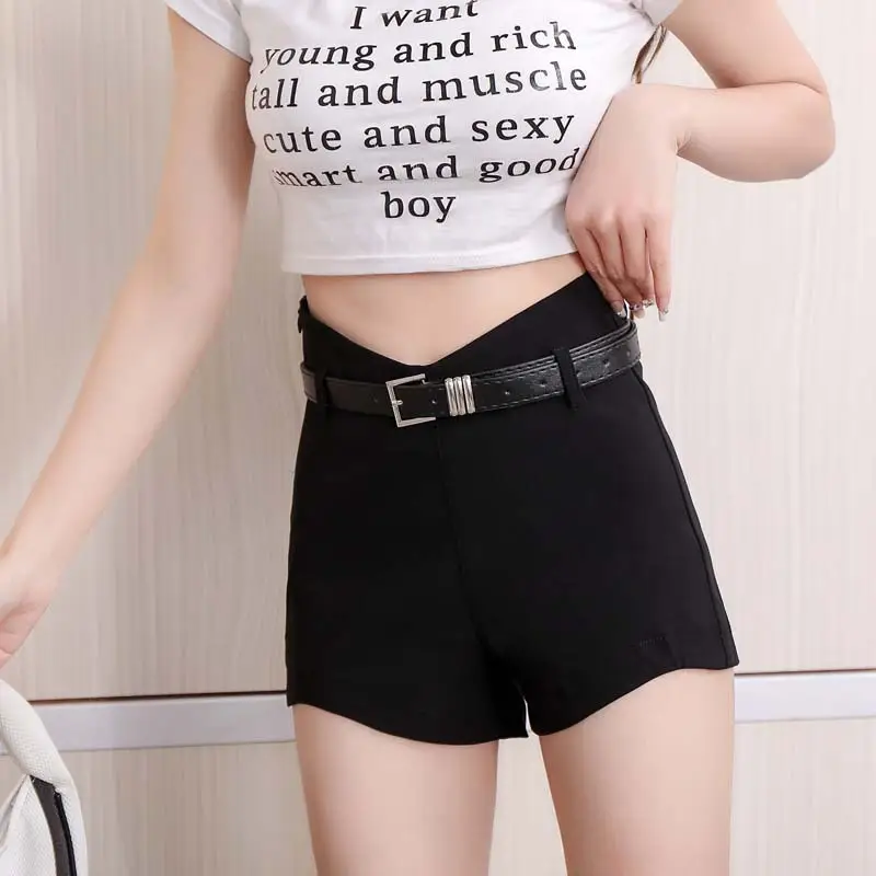 Black Tight High Waist Elastic Shorts for Women