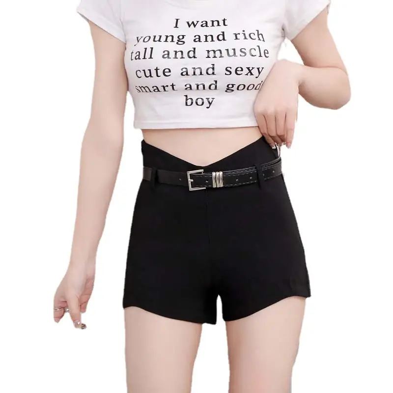 Black Tight High Waist Elastic Shorts for Women