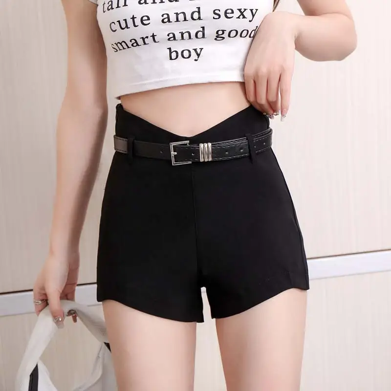 Black Tight High Waist Elastic Shorts for Women — feature 5