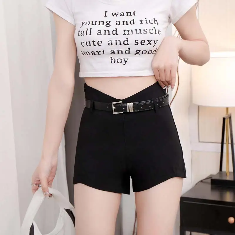 Black Tight High Waist Elastic Shorts for Women — feature 9