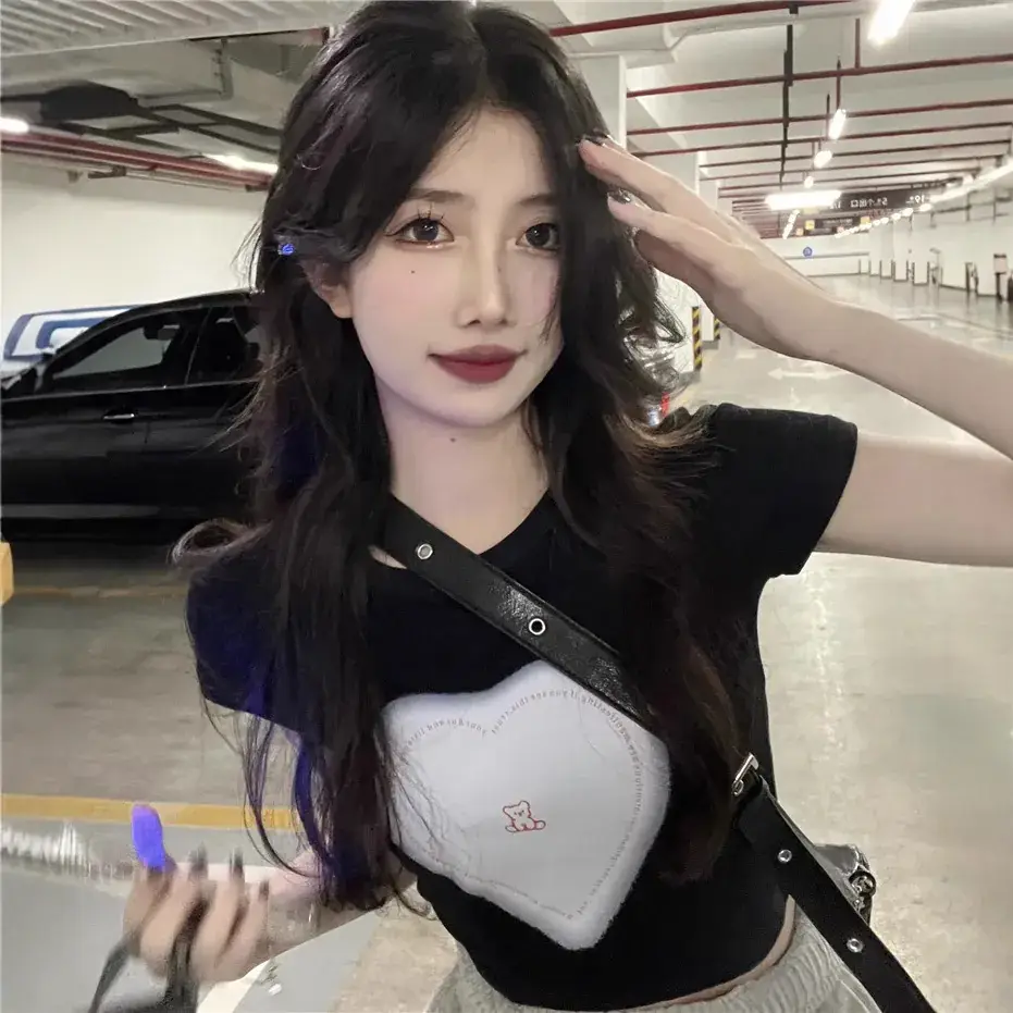 Women Heart Print Short Sleeve T-Shirt Set Summer 2025 - Image 5