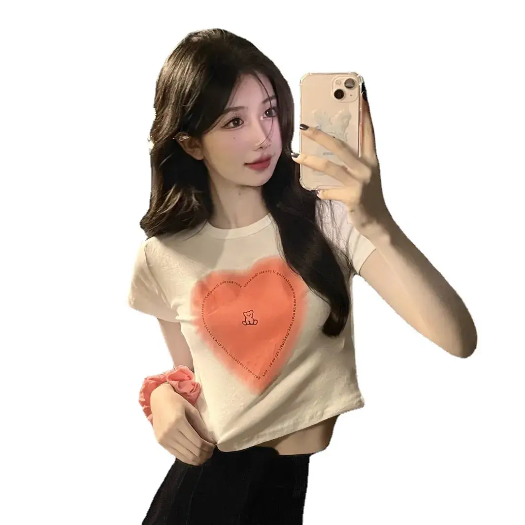 Women Heart Print Short Sleeve T-Shirt Set Summer 2025 - Image 7