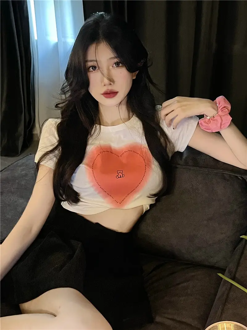 Women Heart Print Short Sleeve T-Shirt Set Summer 2025 — feature 10