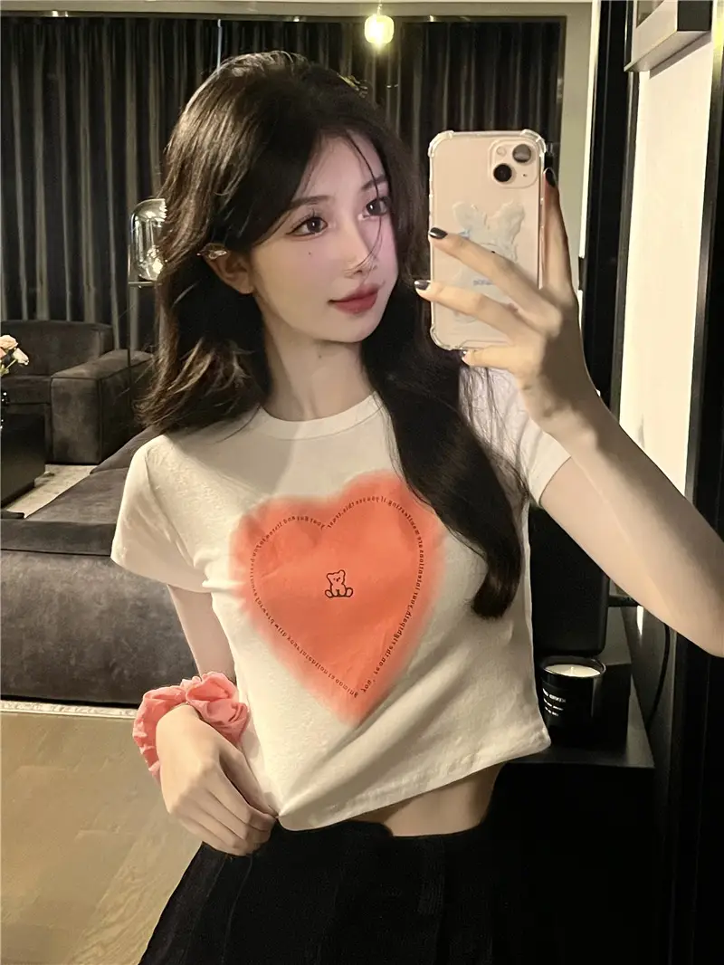 Women Heart Print Short Sleeve T-Shirt Set Summer 2025 — feature 11