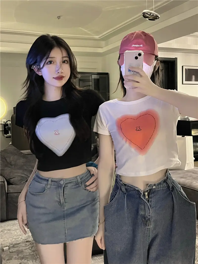 Women Heart Print Short Sleeve T-Shirt Set Summer 2025 — feature 3
