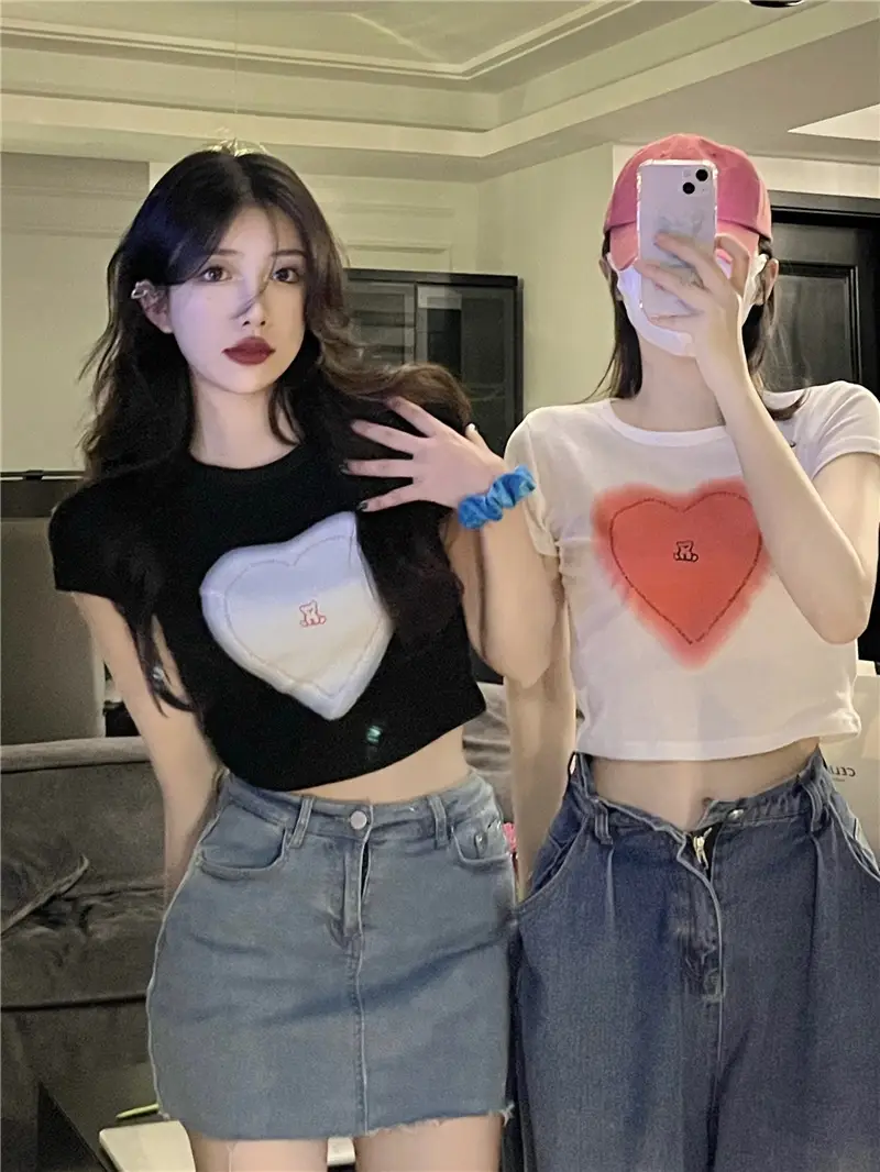 Women Heart Print Short Sleeve T-Shirt Set Summer 2025 — feature 4