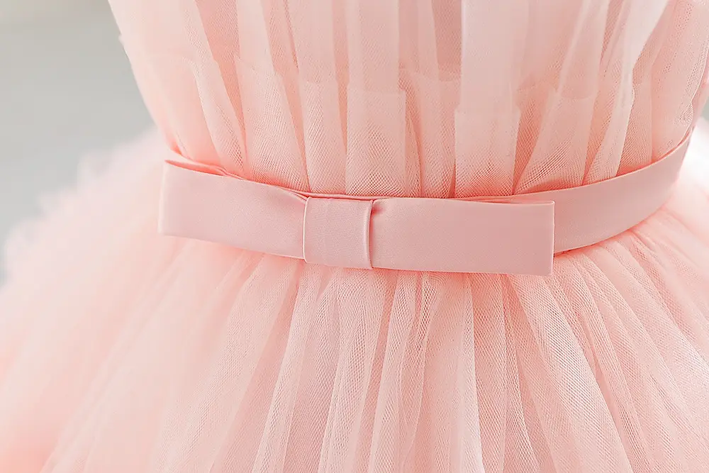 Light Blue Fluffy Mesh One-Yearold Dress for Girls — feature 20
