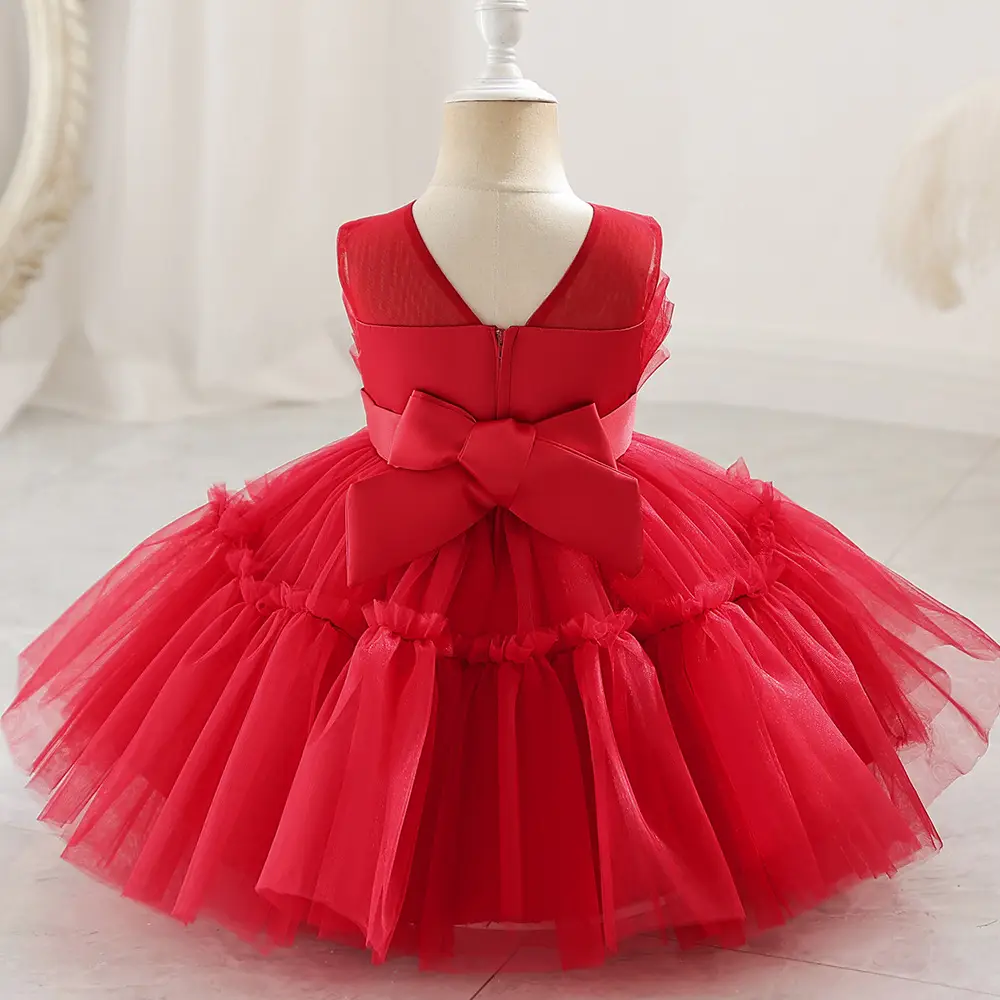 Light Blue Fluffy Mesh One-Yearold Dress for Girls — feature 6