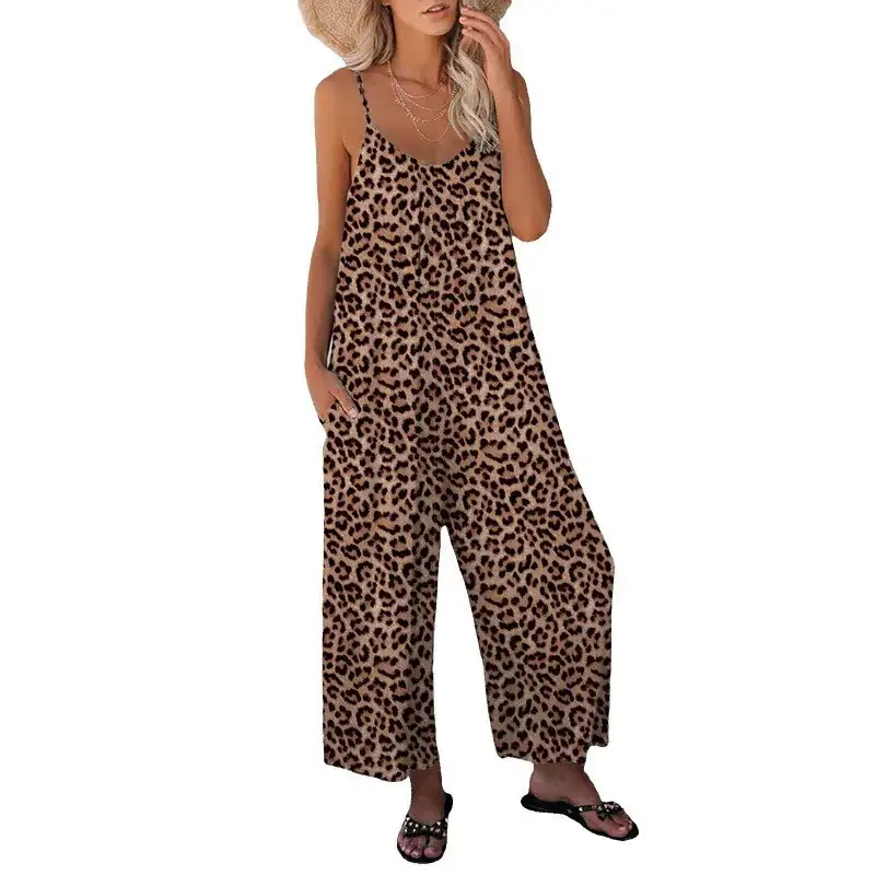 2025 Women's Leopard Print Sleeveless Jumpsuit - Image 5