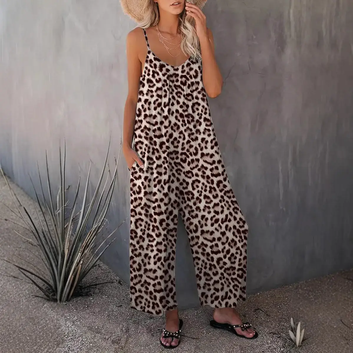 2025 Women's Leopard Print Sleeveless Jumpsuit - Image 6