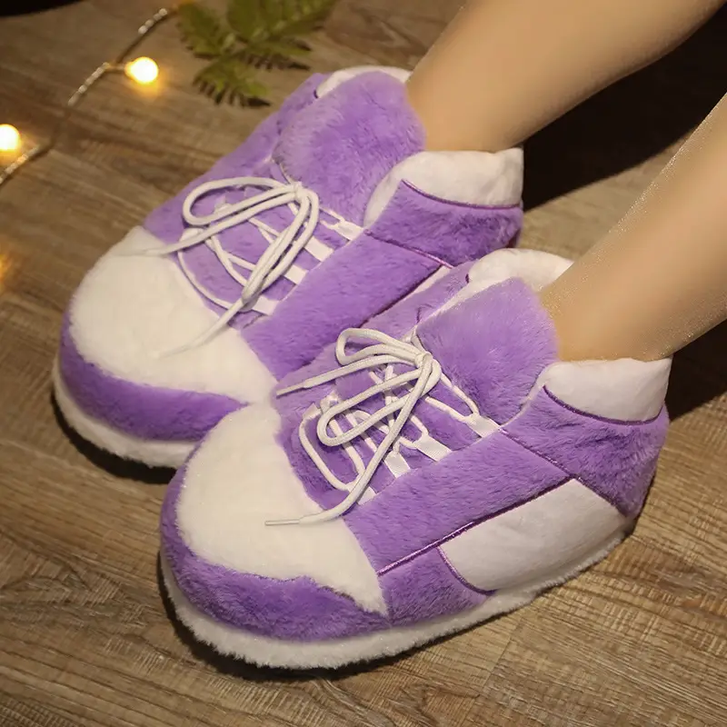 Big Sale Aj1 Spoof Popular Couple Cotton Slippers with Cute Cotton Shoes Home Winter Warm Home Cotton Slippers — feature 5