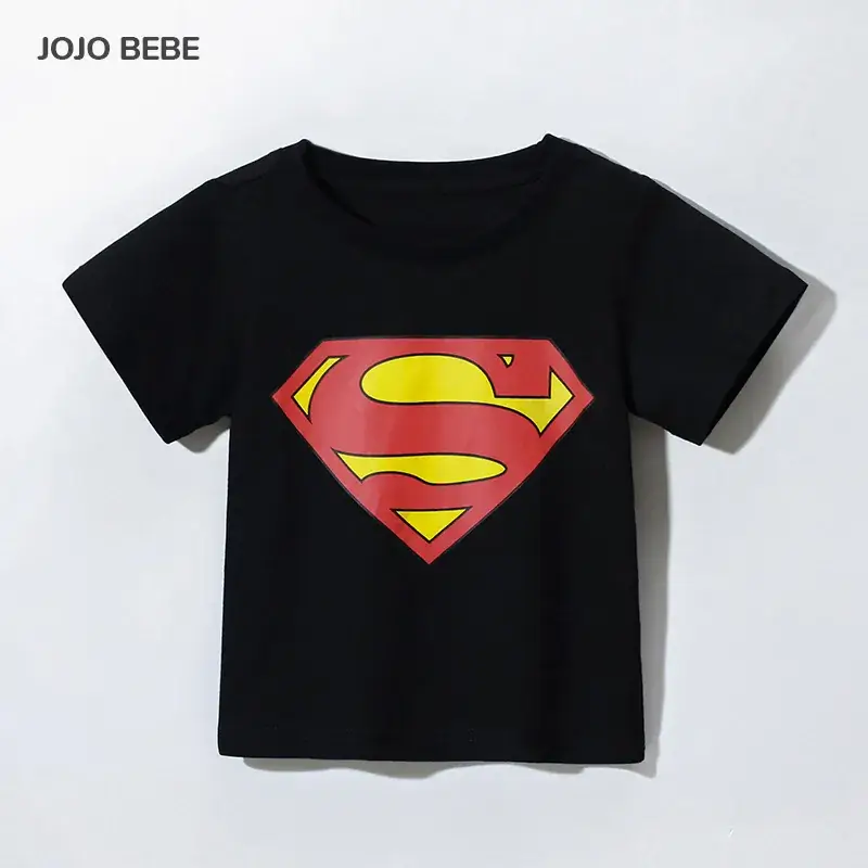 Black Cotton Round Neck T-Shirt for Kids Summer - Image 2
