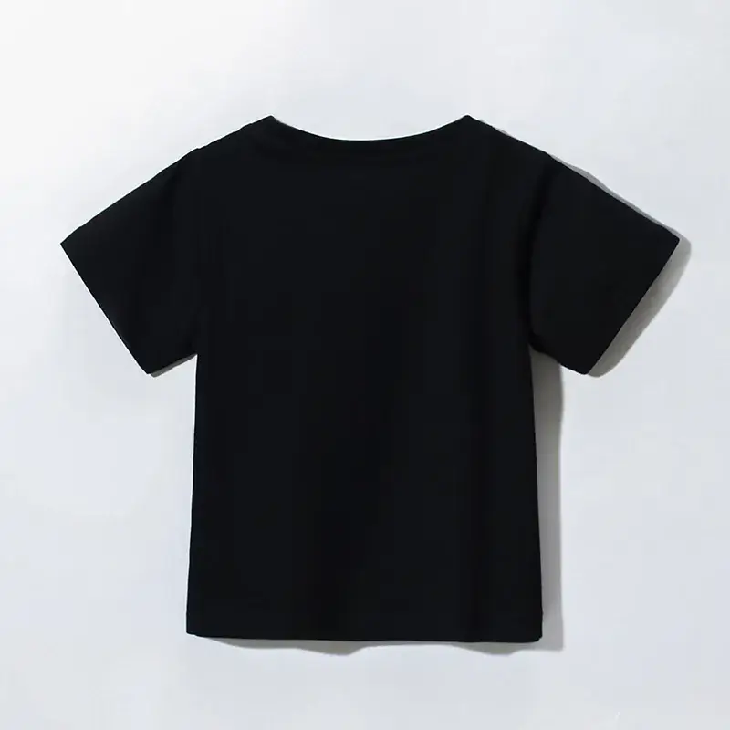 Black Cotton Round Neck T-Shirt for Kids Summer - Image 3