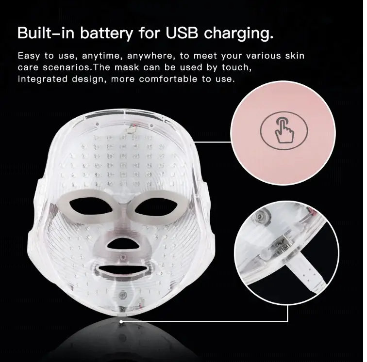 Red Light Facial Mask Device, Phototherapy Beauty Salon Led Mask, Skin Rejuvenation Device, Home-Use Seven-Color Photon Led Beauty Mask — feature 13