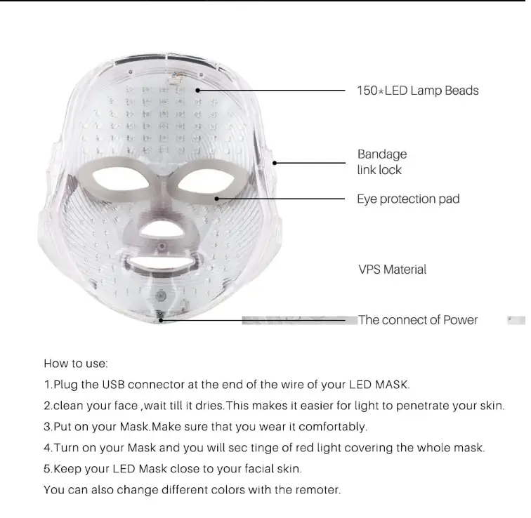 Red Light Facial Mask Device, Phototherapy Beauty Salon Led Mask, Skin Rejuvenation Device, Home-Use Seven-Color Photon Led Beauty Mask — feature 14