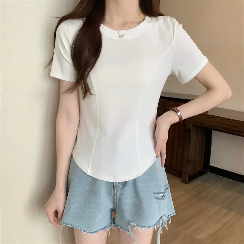 Women's Short Sleeve T-Shirt White Brown Grey Black — feature 10
