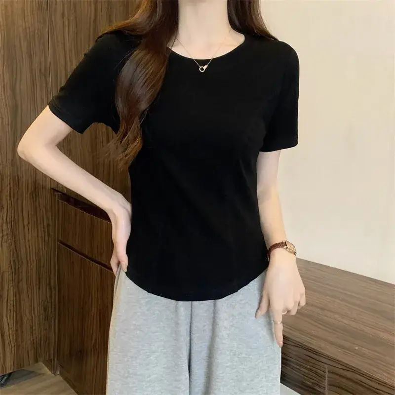 Women's Short Sleeve T-Shirt White Brown Grey Black — feature 5