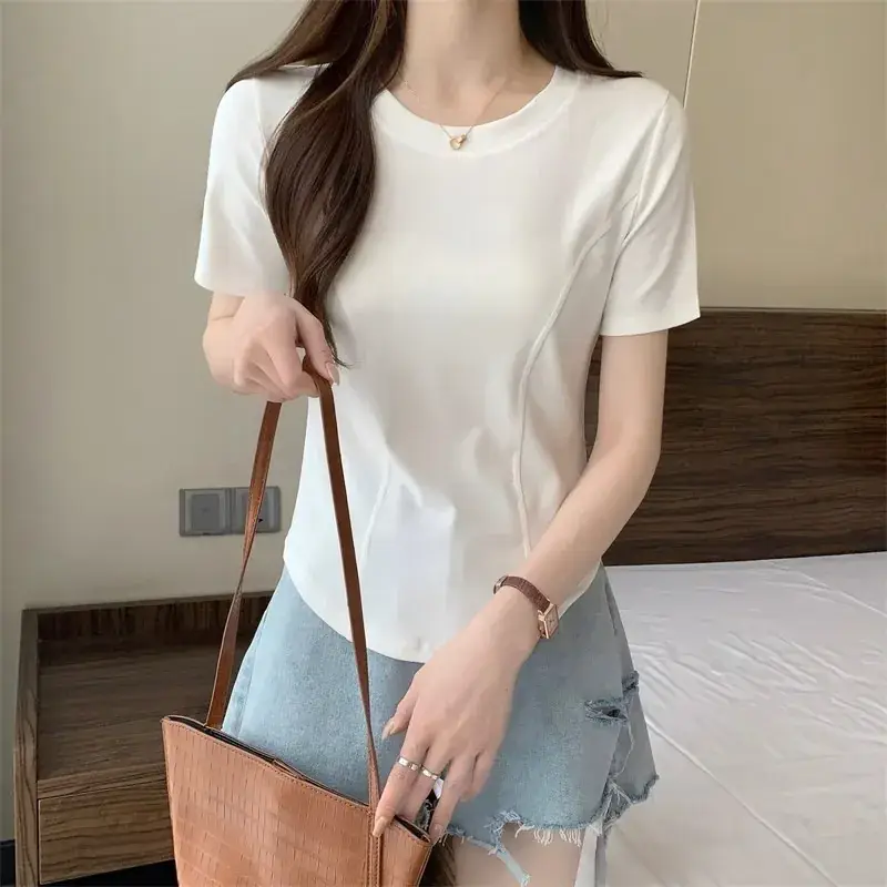 Women's Short Sleeve T-Shirt White Brown Grey Black — feature 8