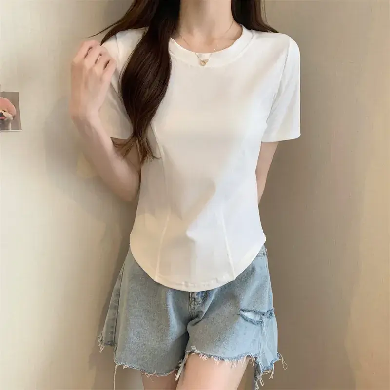 Women's Short Sleeve T-Shirt White Brown Grey Black — feature 9