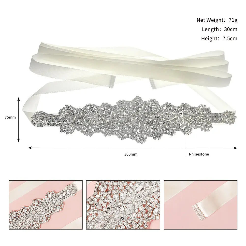 European Bridal Belt with High-Grade Rhinestone