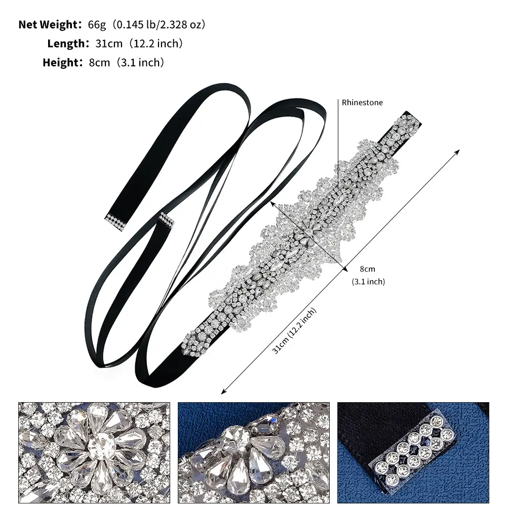 European Bridal Belt with High-Grade Rhinestone - Image 2