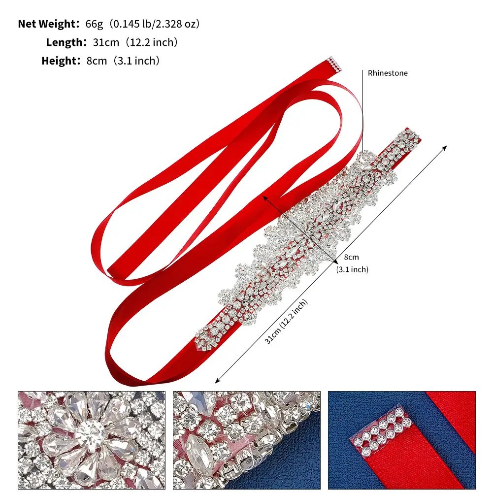 European Bridal Belt with High-Grade Rhinestone - Image 3