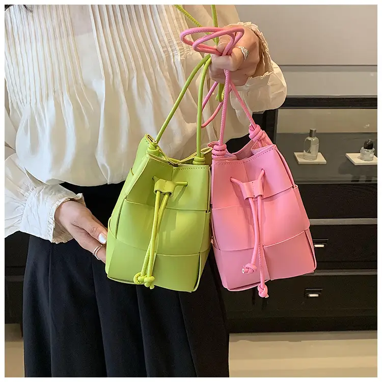 Women's Yellow Bucket Bag with Drawstring Closure — feature 1