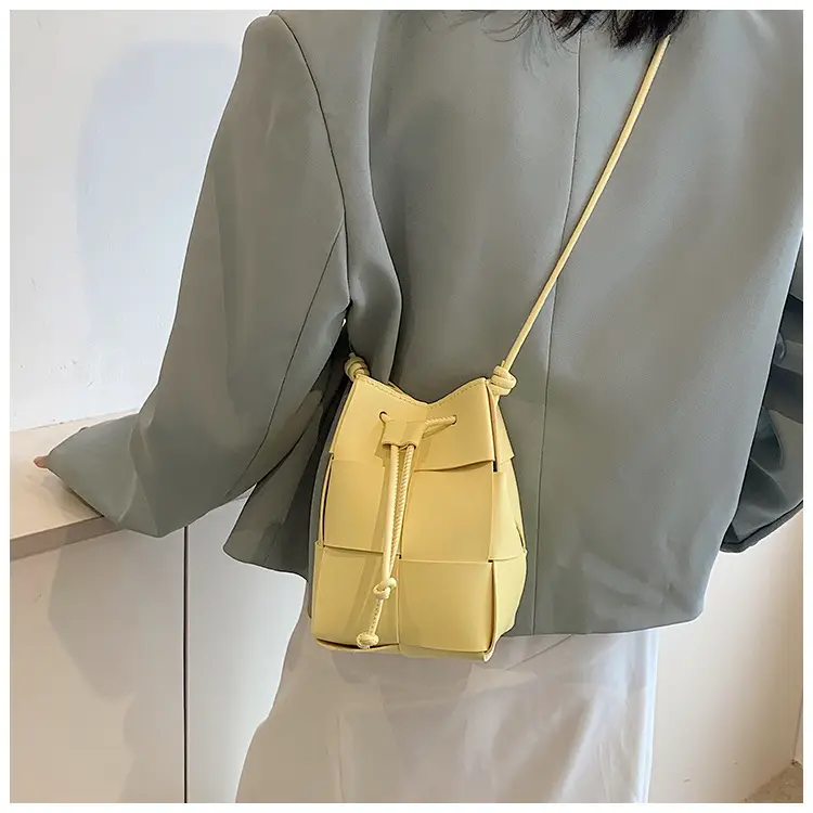 Women's Yellow Bucket Bag with Drawstring Closure — feature 12