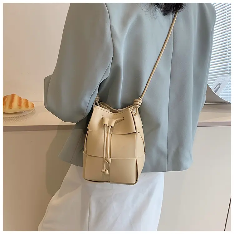 Women's Yellow Bucket Bag with Drawstring Closure — feature 14