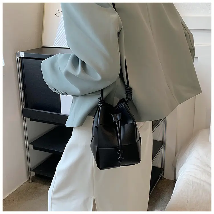 Women's Yellow Bucket Bag with Drawstring Closure — feature 15
