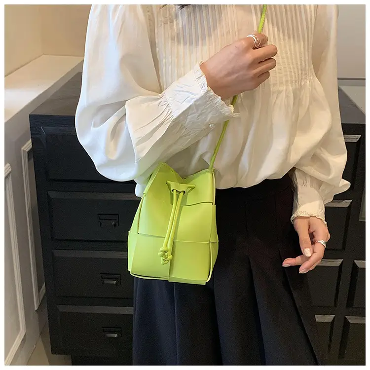 Women's Yellow Bucket Bag with Drawstring Closure — feature 19