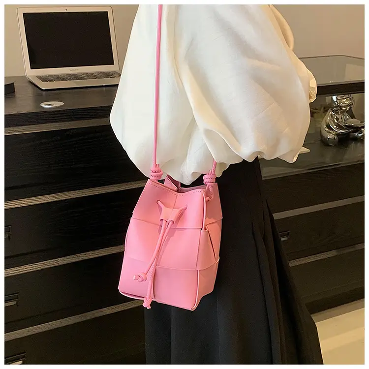Women's Yellow Bucket Bag with Drawstring Closure — feature 22