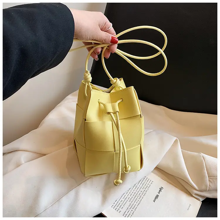 Women's Yellow Bucket Bag with Drawstring Closure — feature 26