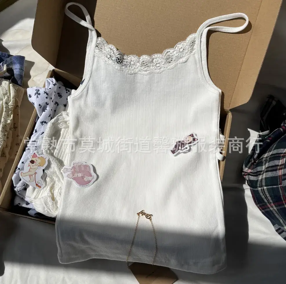 White Lace Side Sling Top for Women