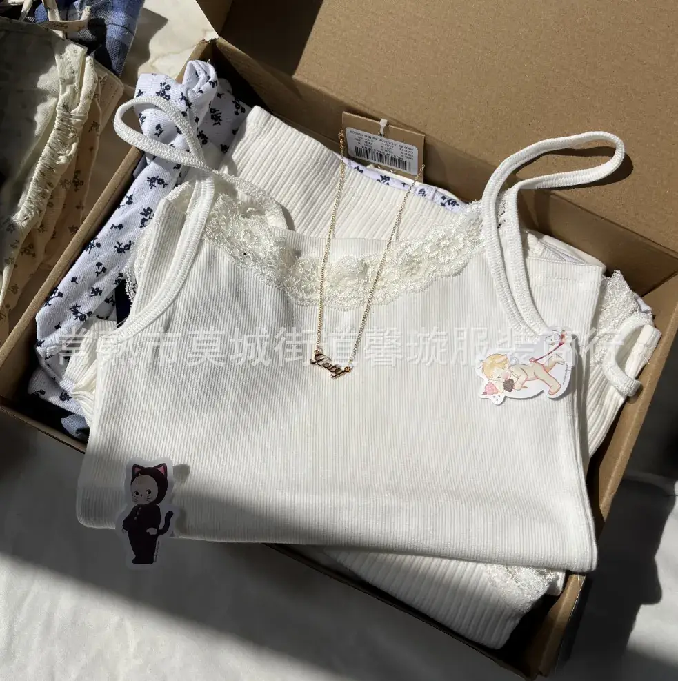 White Lace Side Sling Top for Women