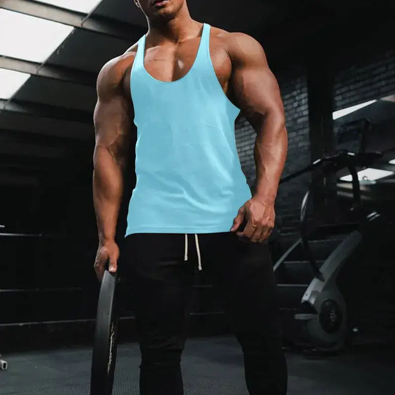 Men's Blue Slim Fit Vest Summer Fitness Wear — feature 17