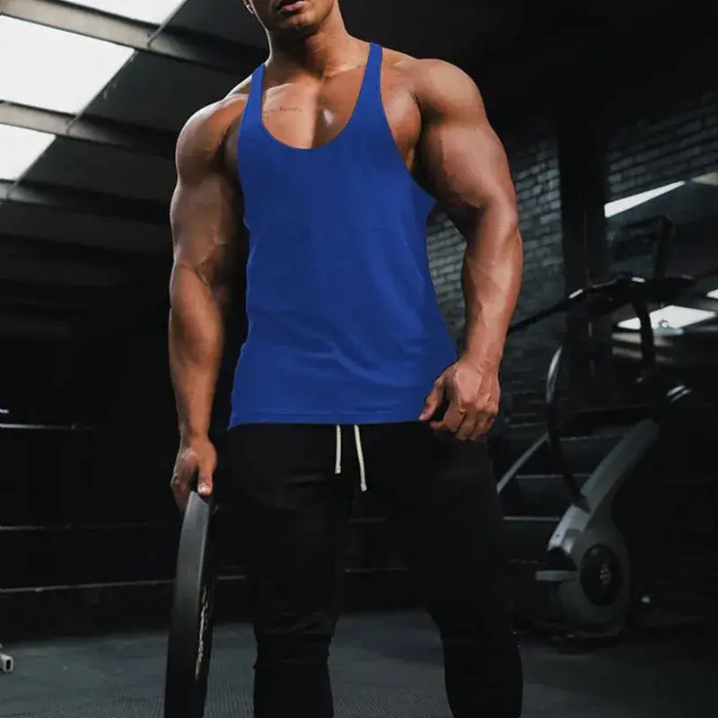 Men's Blue Slim Fit Vest Summer Fitness Wear — feature 9
