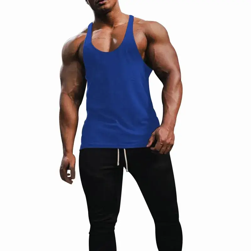 Men's Blue Slim Fit Vest Summer Fitness Wear - Image 2