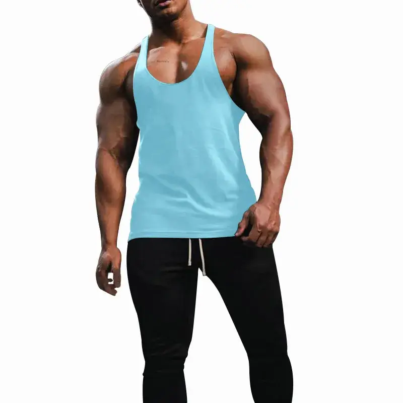 Men's Blue Slim Fit Vest Summer Fitness Wear - Image 7