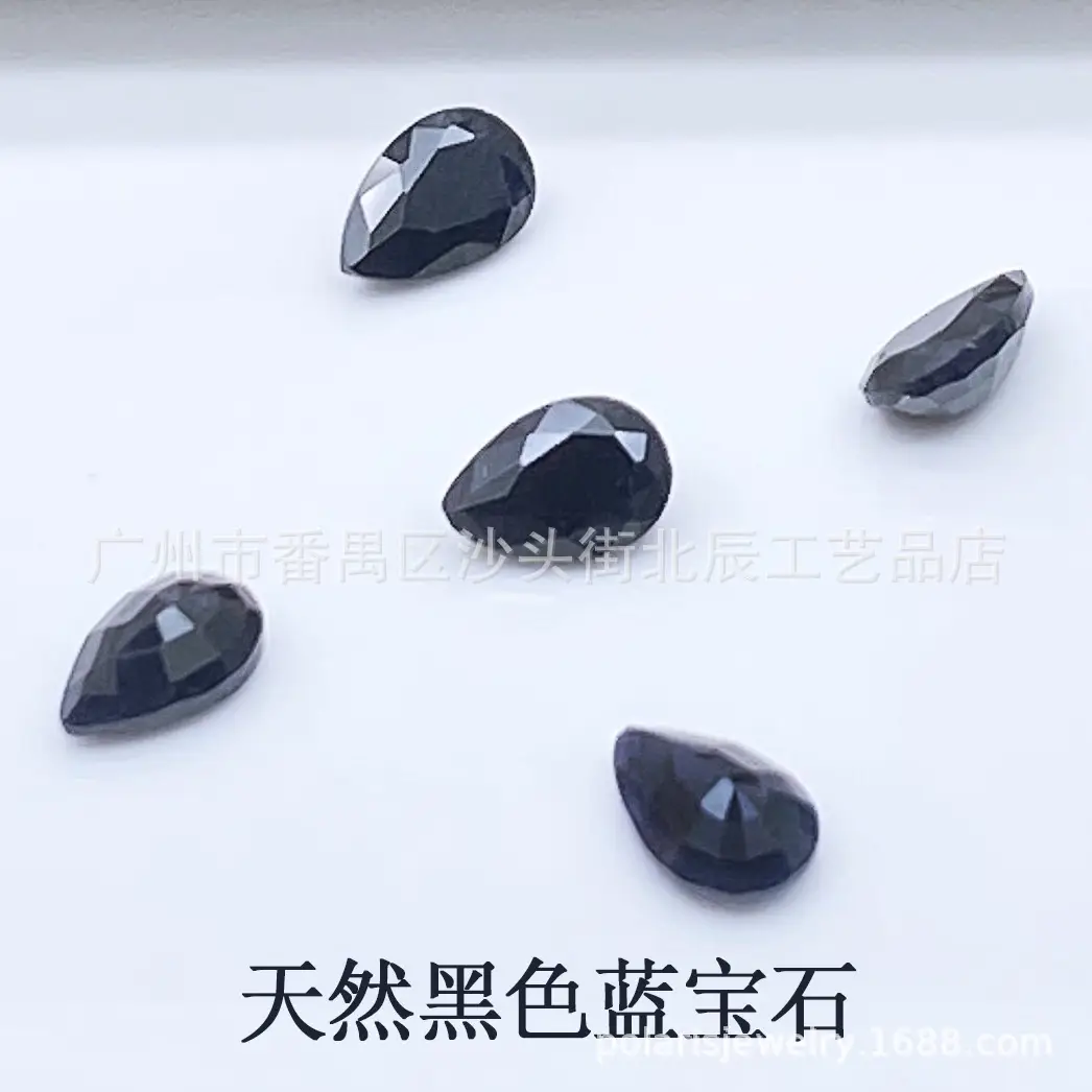Natural Black Sapphire Pear-Shaped Rings 3X5Mm - Image 3