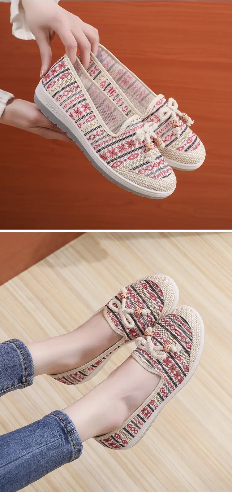 Spring and Summer New Style Old Beijing Cloth Shoes for Women, Non-Slip Soft-Soled Flat Comfortable Slip-On Shoes for Middle-Aged and Elderly Mothers — feature 7