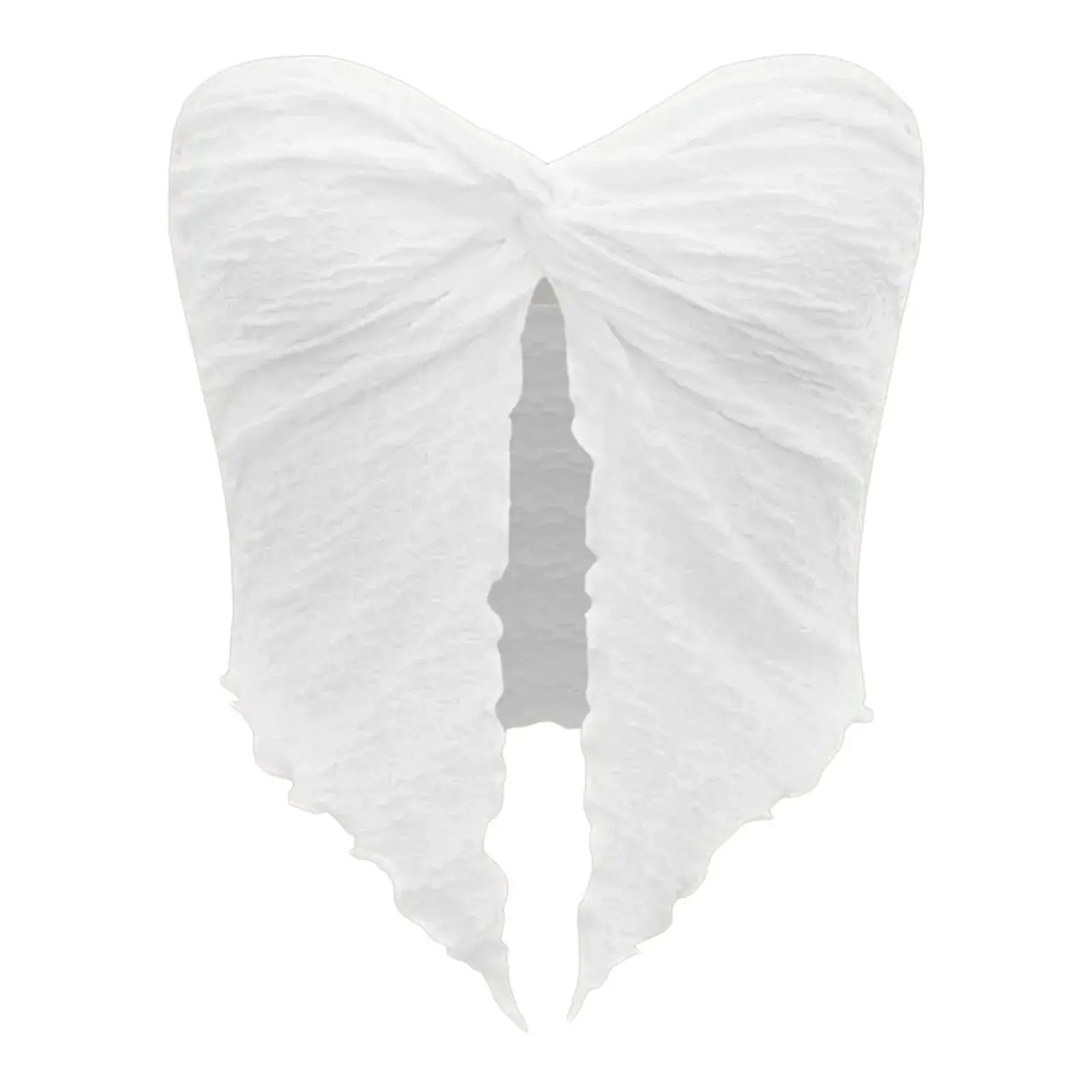 White Pleated Backless Top for Women - Image 10