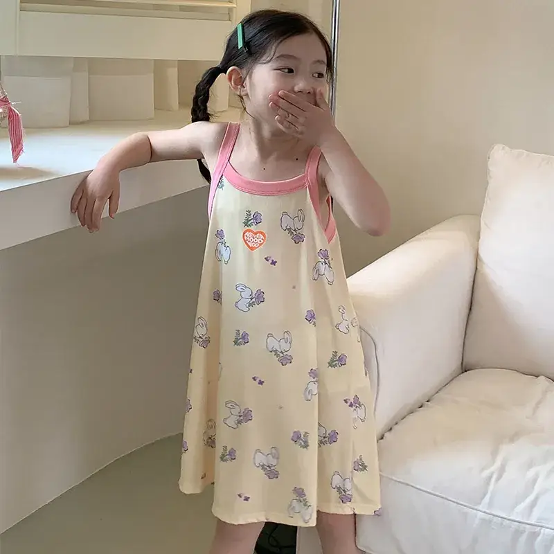 Blue Velvet Girl's Floral Nightgown with Sleeves - Image 7