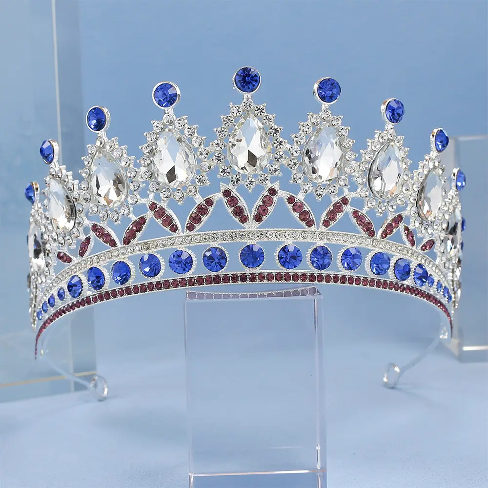 2023 Bridal Crown with Crystal & Red Beads