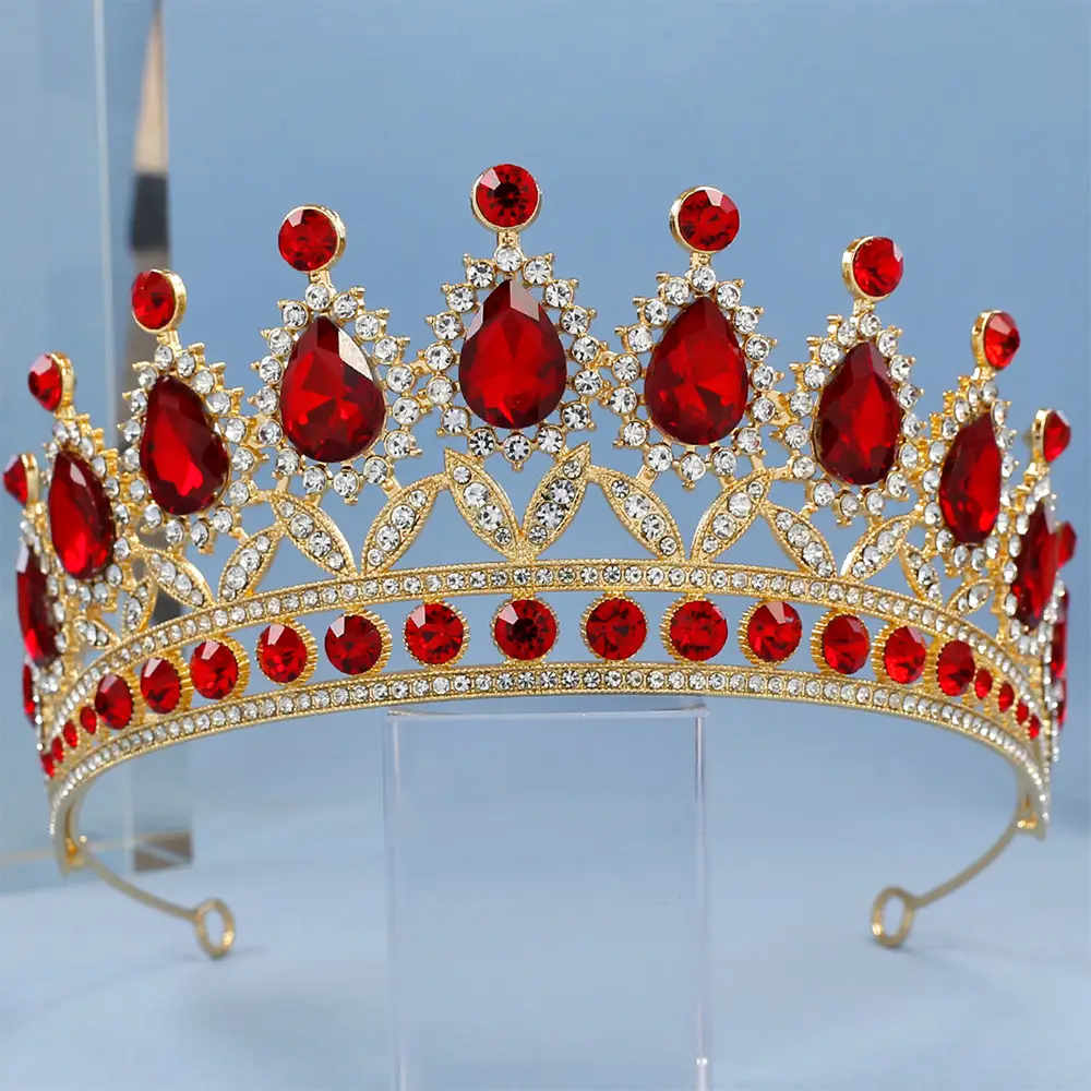 2023 Bridal Crown with Crystal & Red Beads