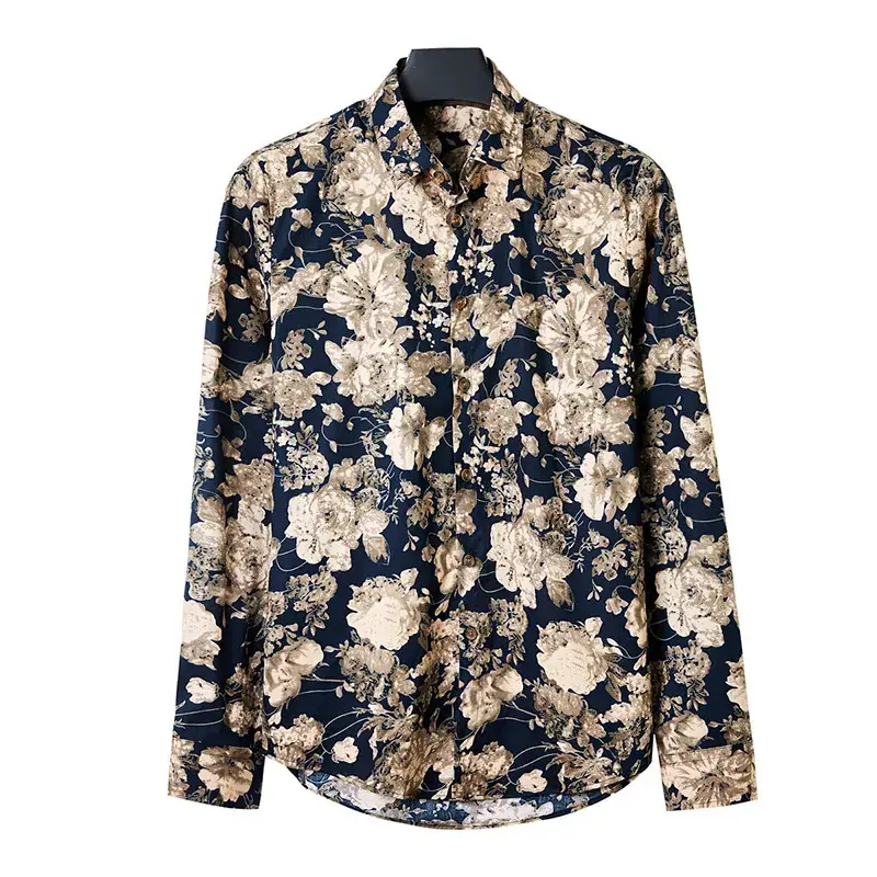 Men's Long Sleeve Floral Shirt 2023 Spring Autumn - Image 11