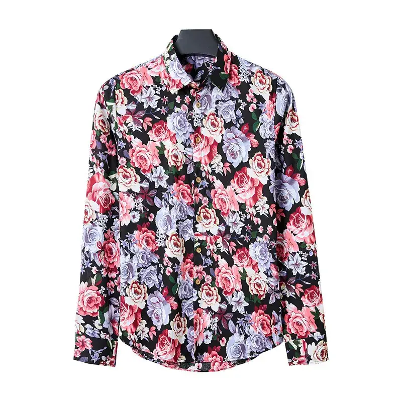 Men's Long Sleeve Floral Shirt 2023 Spring Autumn - Image 2