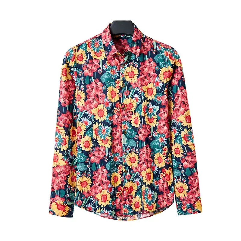 Men's Long Sleeve Floral Shirt 2023 Spring Autumn - Image 3